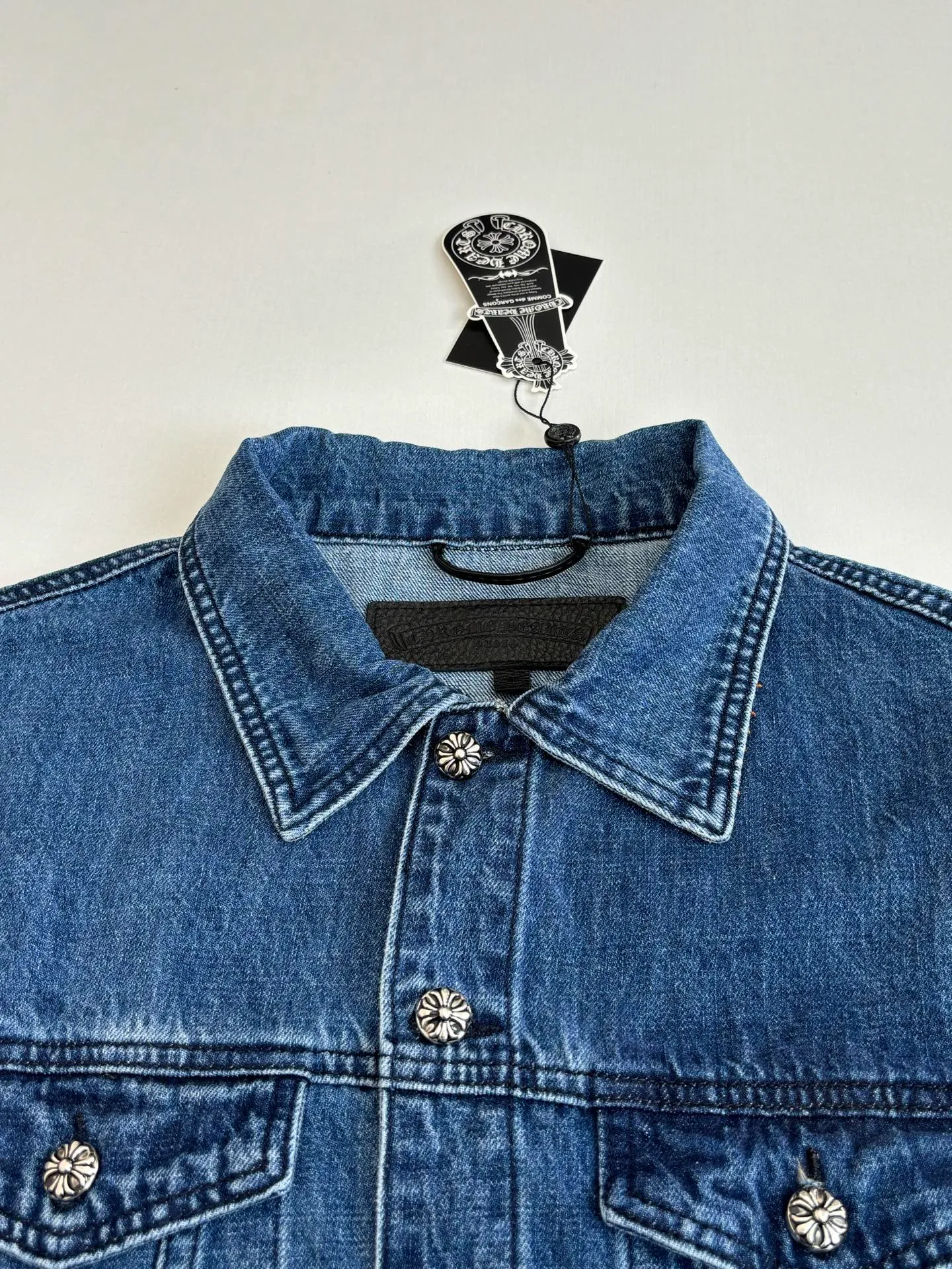 P540 Chrome Heart*/Chrome Heart Ch plain washed denim denim jacket jacket Size: S/M/L/XL